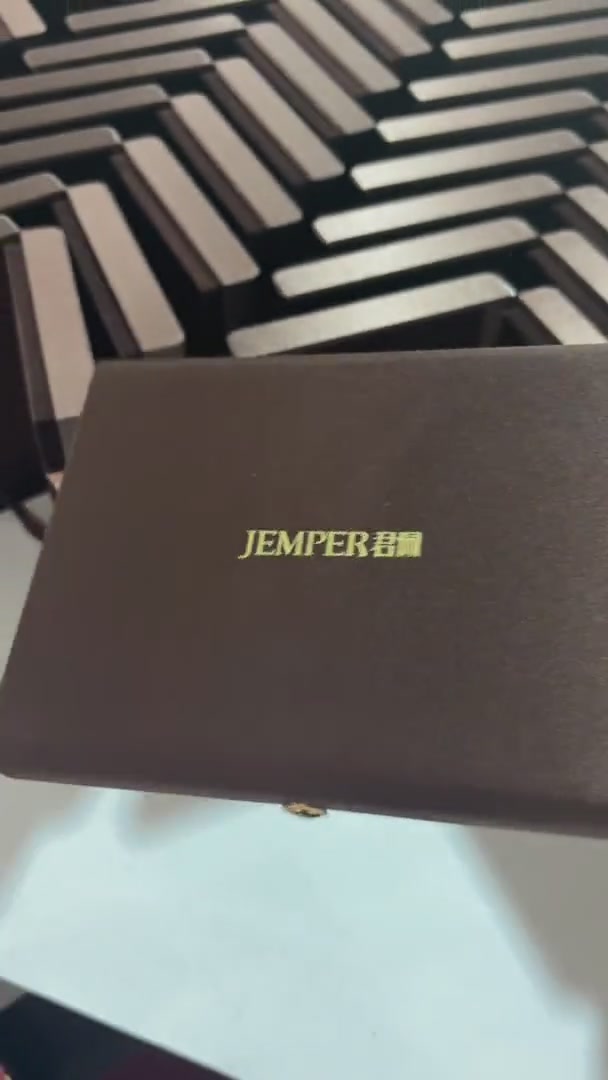 Dark Brown Leather Jewelry Box with Custom Gold Hot Stamping Showcase